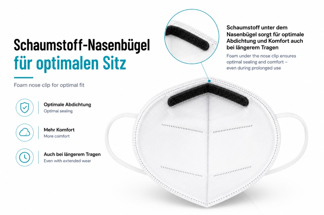 Nasenbügel mit Schaumstoffstreifen der SIMPLECASE FFP2-Maske